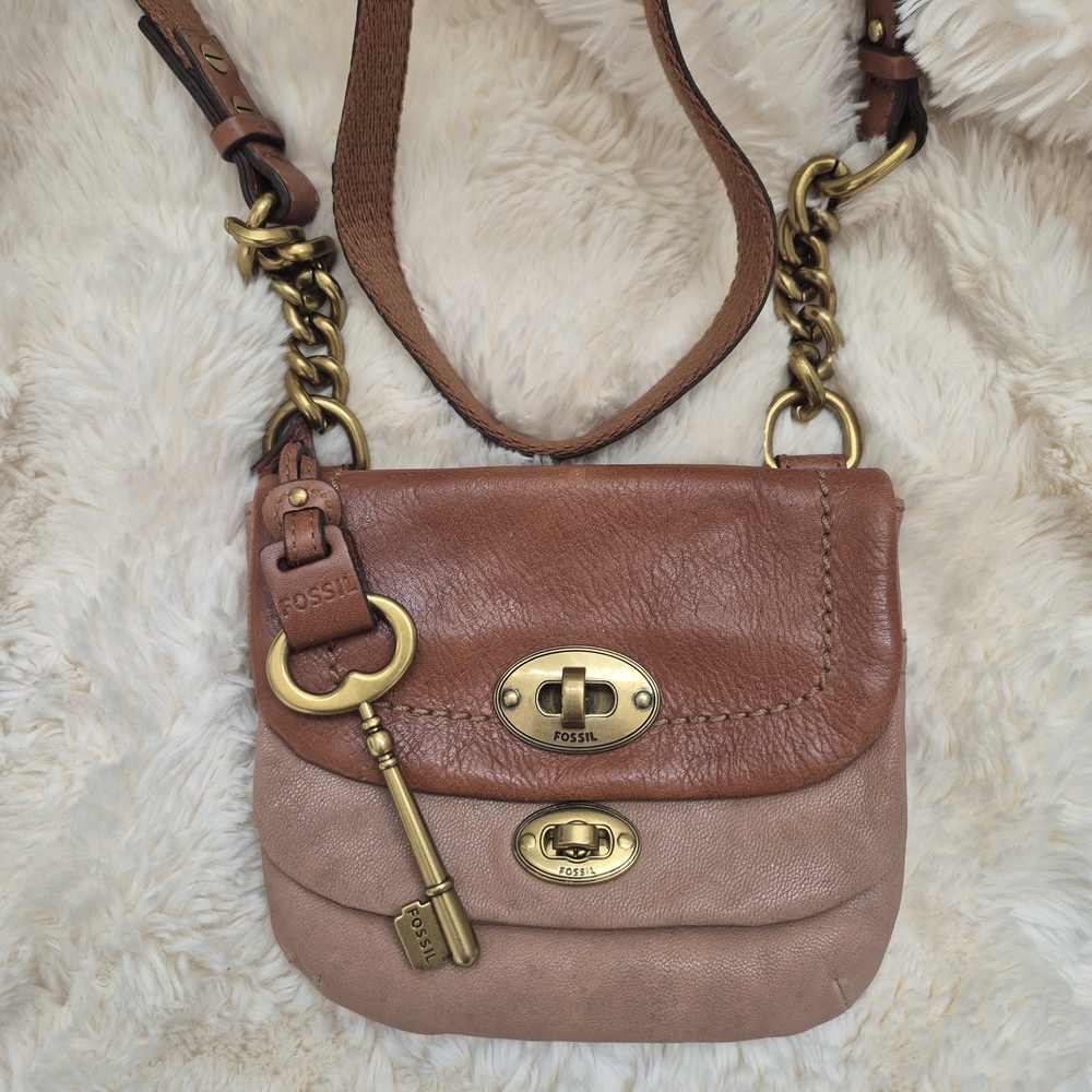 Fossil Two-Tone Leather Crossbody Bag